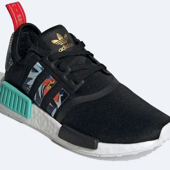 Adidas Black Sneakers with Teal and Gold Details - Picture 1 of 9
